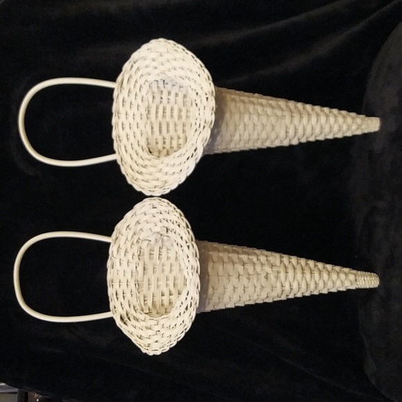 Wicker Wall Hanging Sconces - White - Picture 1 of 9